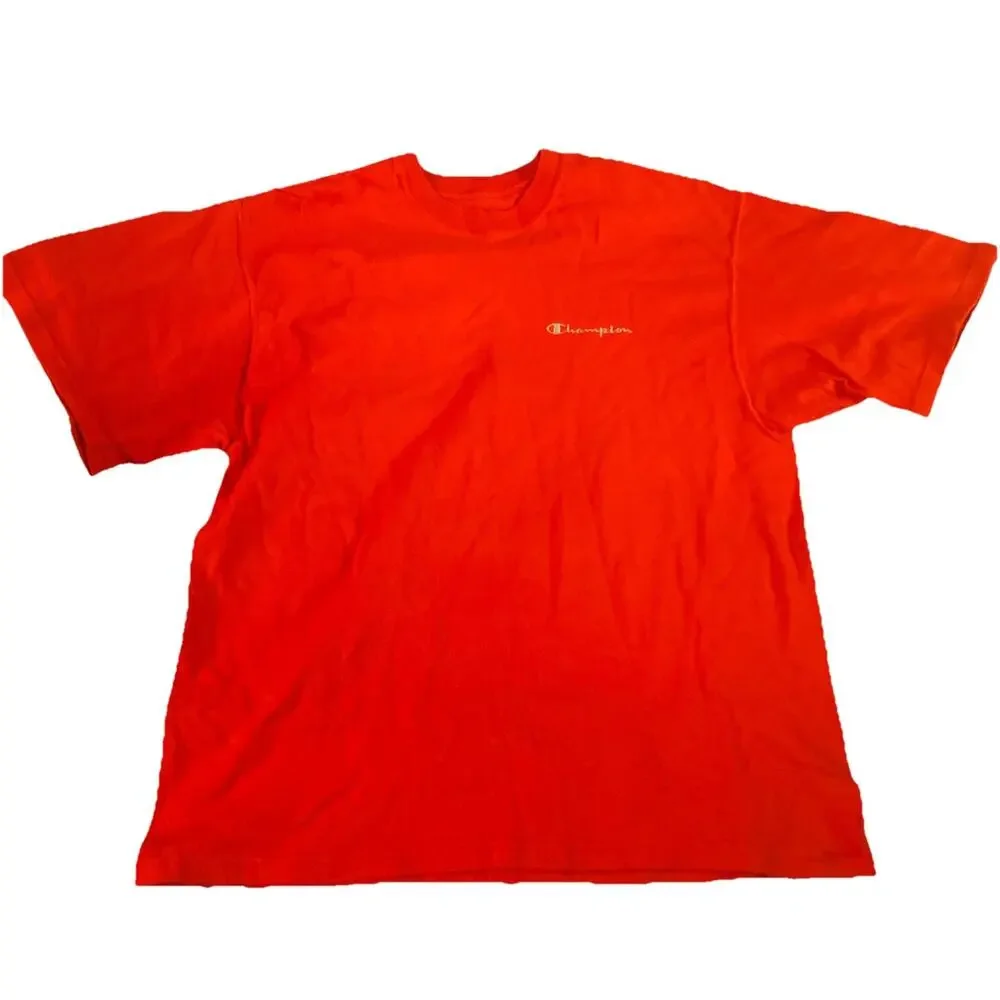 C10 Red Champion Faded Short Sleeve T-Shirt Cotton Casual Athletic Size M - Picture 3 of 6